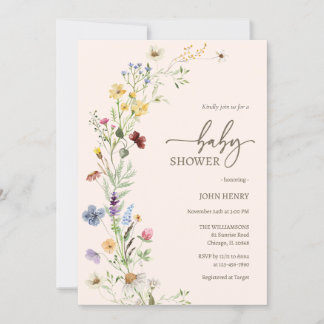 Fleur sauvage Boho Baby shower Invitation
