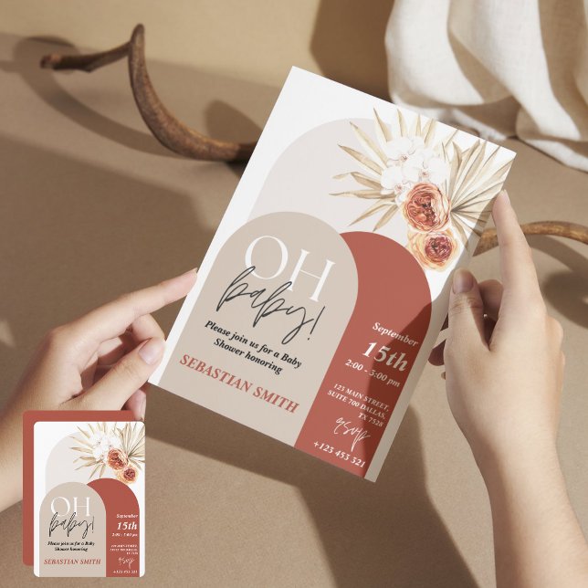 Fleur sauvage Boho Baby shower Invitation - Genre  (Wildflower Boho Baby Shower Invite - Gender Neutral Floral)