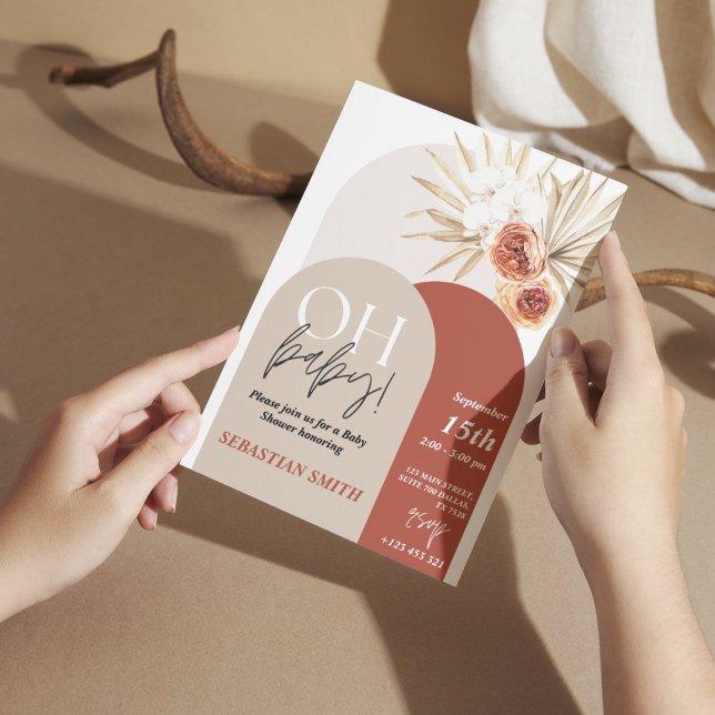 Fleur sauvage Boho Baby shower Invitation - Genre  (Wildflower Boho Baby Shower Invite - Gender Neutral Floral)