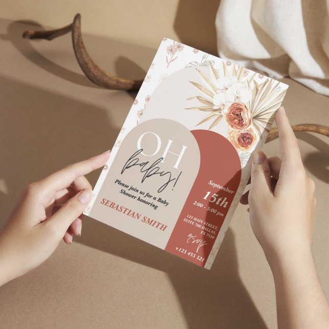 Fleur sauvage Boho Baby shower Invitation - Genre  (Wildflower Boho Baby Shower Invite - Gender Neutral Floral)