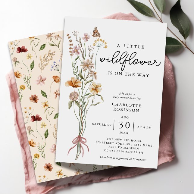 Fleur sauvage Boho Baby shower Invitation Petit (Créateur téléchargé)