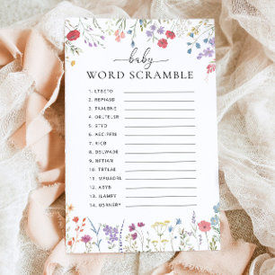 Fleur sauvage Boho Baby shower Jeu Mot Début
