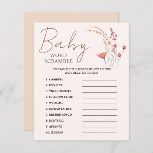 Fleur sauvage Boho Baby shower Word Scramble Jeu