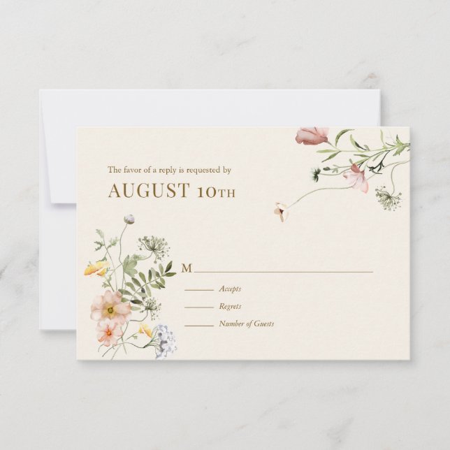 Fleur sauvage Boho | Carte de réponse botanique (Devant)