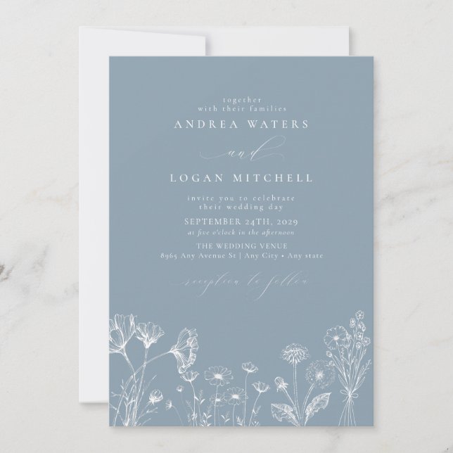 Fleur sauvage Boho Chic Wedding Invitations (Devant)
