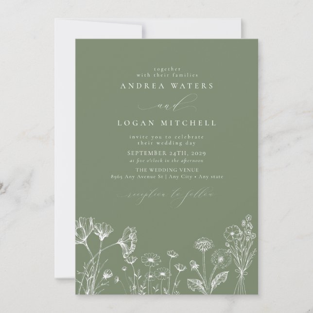 Fleur sauvage Boho Chic Wedding Invitations (Devant)