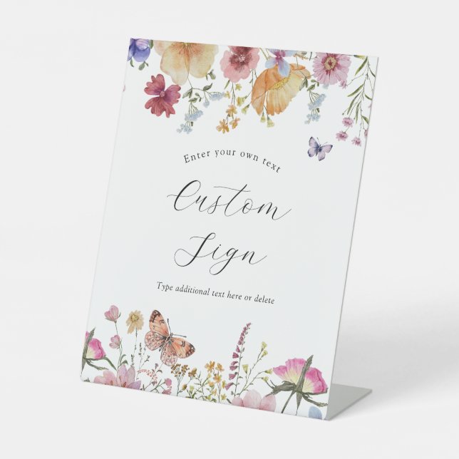 Fleur sauvage Boho et papillons Panneau texte pers (Recto)