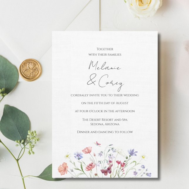 Fleur sauvage Boho Faire-part de mariage extérieur (Wildflower Boho Outdoor Wedding Invitation)