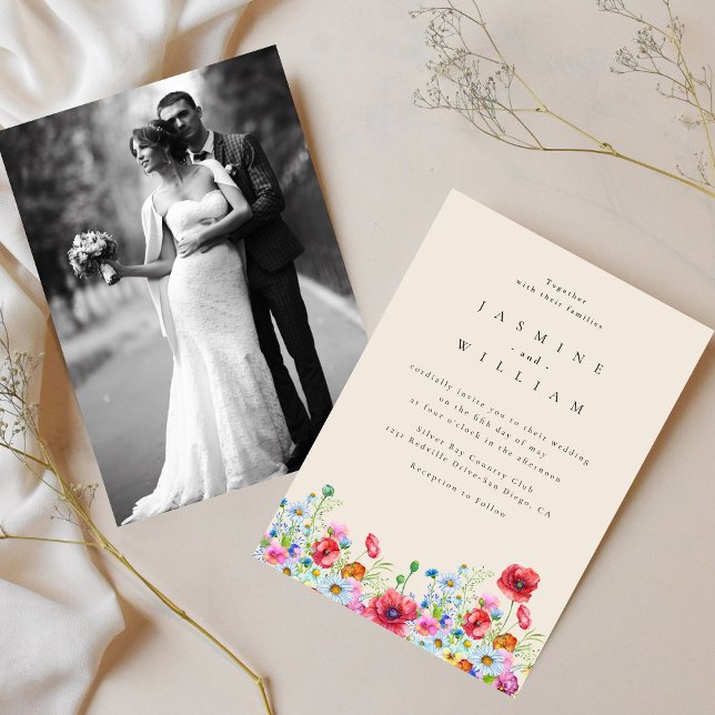 Fleur sauvage Boho Garden Faire-part de mariage ph (Créateur téléchargé)