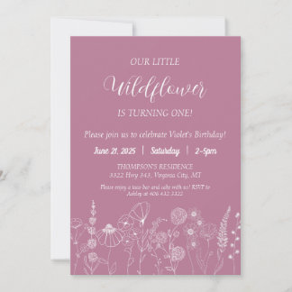 Fleur sauvage Boho Invitation Anniversaire de enfa