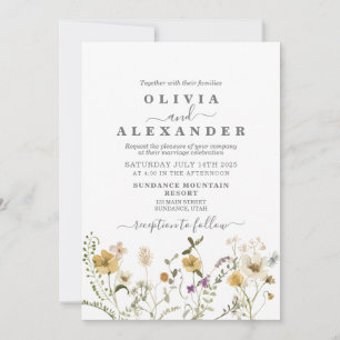 Fleur sauvage Boho jardin fleuri Invitation