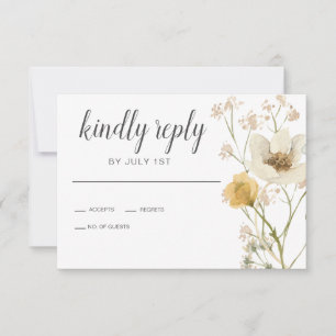 Fleur sauvage Boho jardin Floral Wedding Carte RSV