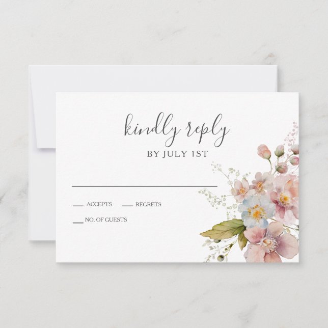 Fleur sauvage Boho jardin Floral Wedding Carte RSV (Devant)