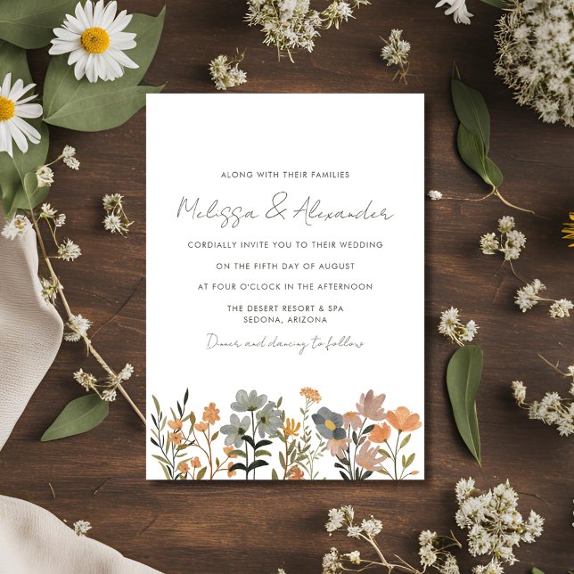 Fleur sauvage Boho Mariage de automne Invitation (Wildflower Boho Fall Wedding Invitation)