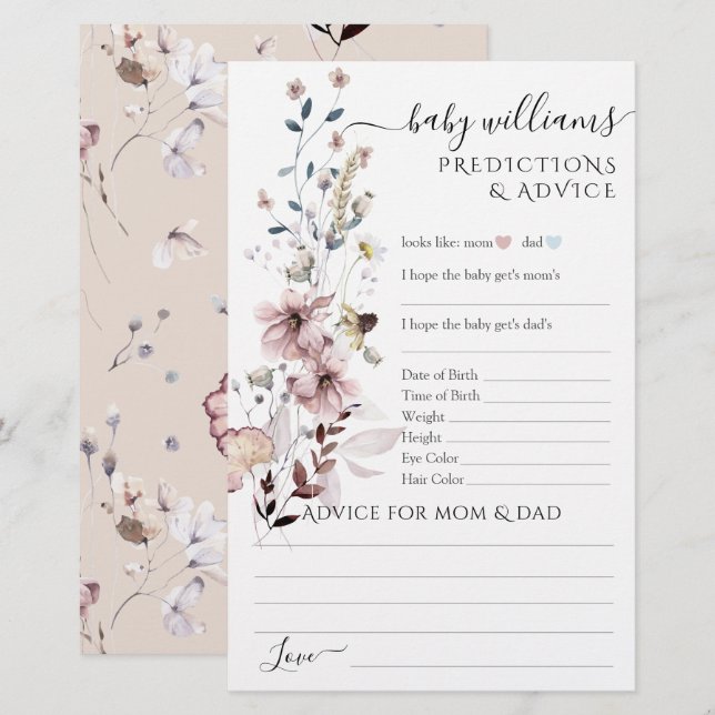 Fleur sauvage boho moderne Baby shower Jeu (Devant / Derrière)