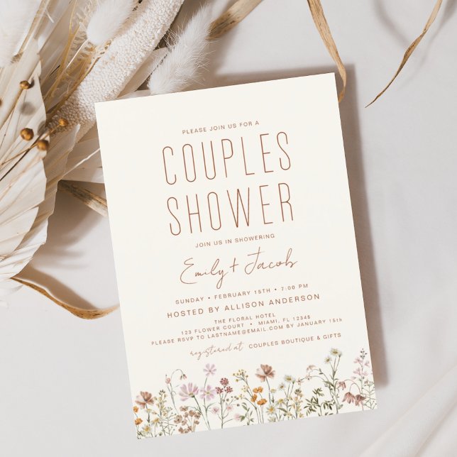 Fleur sauvage Boho moderne Couples Douche Invitati (Créateur téléchargé)