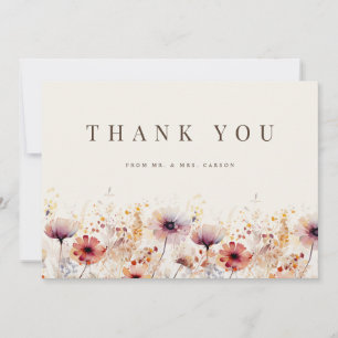 Fleur sauvage Boho simple Carte de remerciements b