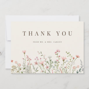 Fleur sauvage Boho simple Carte de remerciements b