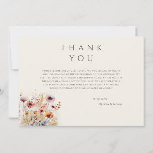 Fleur sauvage Boho simple Carte de remerciements b