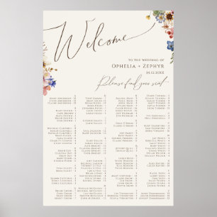 Fleur sauvage Boho Tableau de sièges alphabétiqu