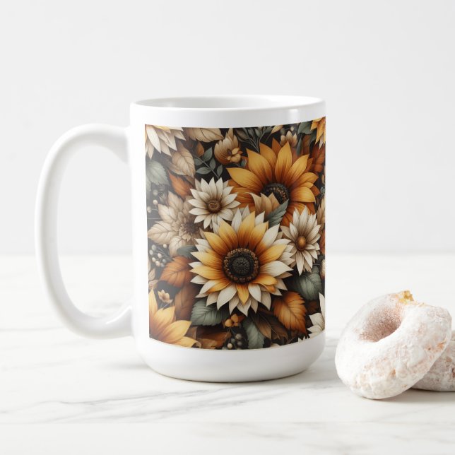 Fleur sauvage Botanical Design 🌷 tasse de café 15 (Avec donut)