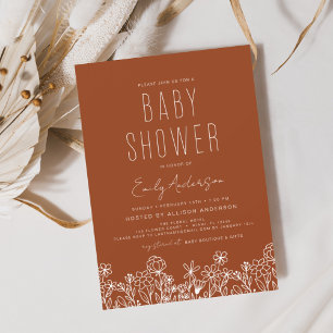 Fleur sauvage budget Boho Baby shower brûlé orange