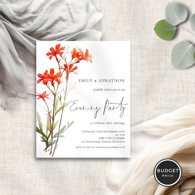 Fleur sauvage Budget Mariage soirée Invitation (Créateur téléchargé)