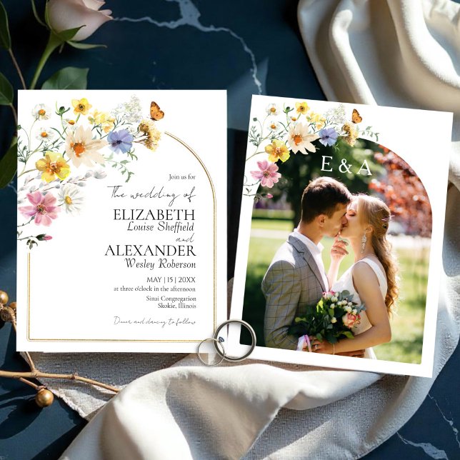 Fleur sauvage budgétaire | Faire-part de mariage p (Créateur téléchargé)