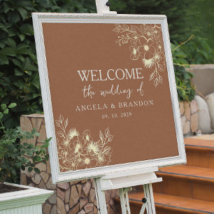 Fleur sauvage Burnt Orange Mariage Welcome Poster