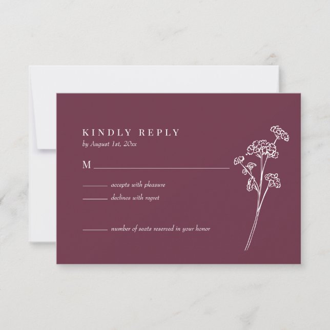 Fleur sauvage Burnt Orange Wedding Carte RSVP (Devant)