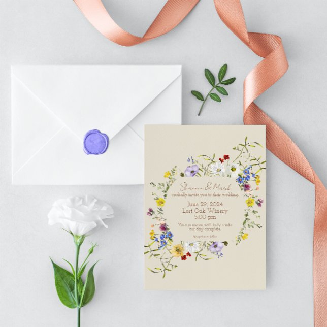 Fleur sauvage Cadre Printemps Mariage Invitation (Créateur téléchargé)