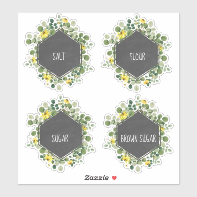 Fleur sauvage Chalkboard Canister Étiquette (Feuille)