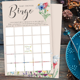 Fleur sauvage Charme Baby shower Bingo Jeu