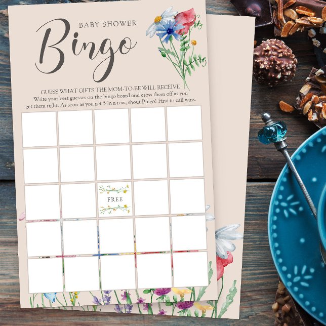 Fleur sauvage Charme Baby shower Bingo Jeu (Bingo Game for baby shower or bridal shower from my Wildflower Charm collection)
