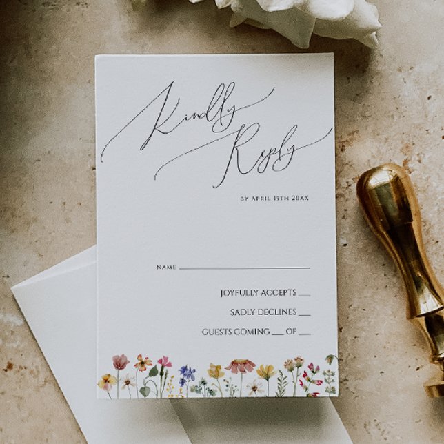 Fleur sauvage coloré | Carte RSVP (Créateur téléchargé)