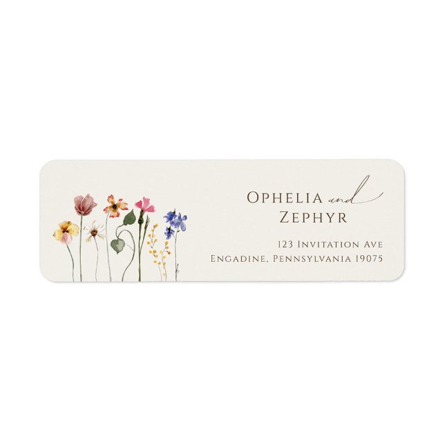 Fleur sauvage coloré | Étiquette d'adresse de reto (Créateur téléchargé)