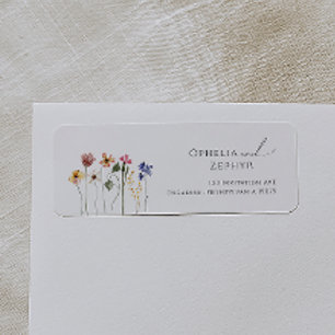 Fleur sauvage coloré Étiquette d'adresse de reto