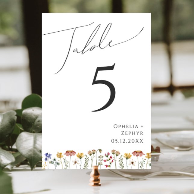 Fleur sauvage coloré | Numéro de table (Créateur téléchargé)