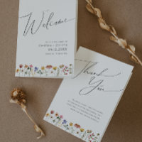 Fleur sauvage coloré | Programme de mariage plié
