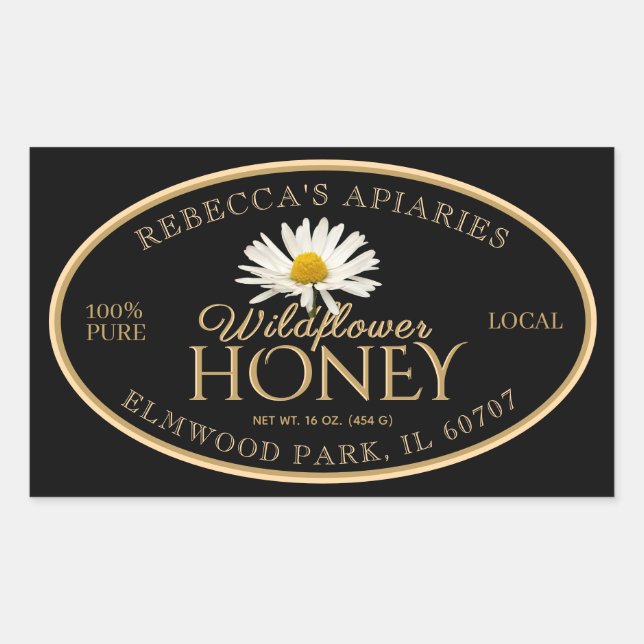 Fleur sauvage Daisy Black Étiquette Gold Bordure (Devant)