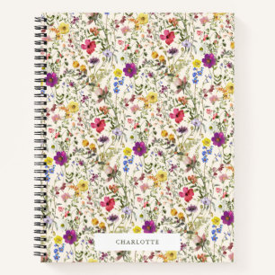 Fleur sauvage d'aquarelle Florals Carnet spiral