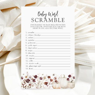 Fleur sauvage d'automne Baby shower Word Scramble 