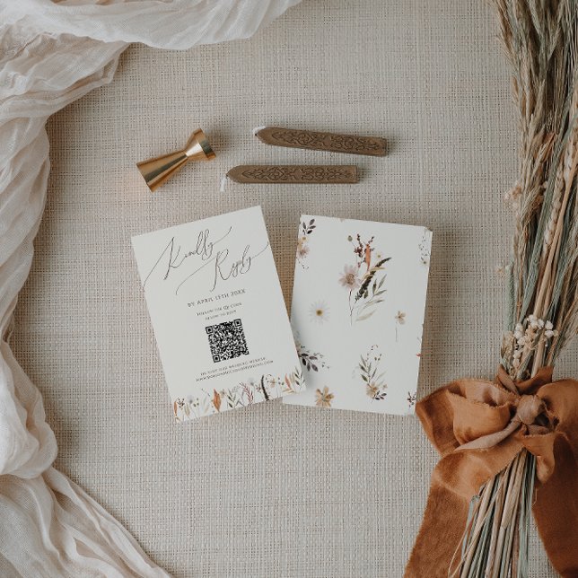 Fleur sauvage d'automne Boho | Carte RSVP de code  (Créateur téléchargé)