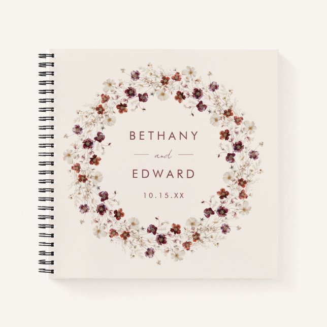 Fleur sauvage d'automne Meadow Mariage livre d'or (Devant)