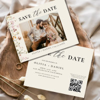Fleur sauvage de code QR Enregistrer le Mariage de