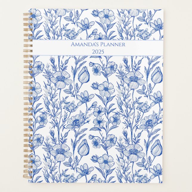 Fleur sauvage de la chinoiserie bleu et blanc (Devant)