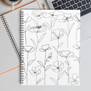 Fleur sauvage de pavot Floral minimaliste noir et