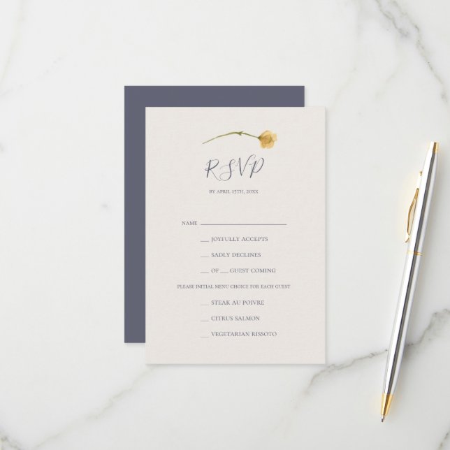 Fleur sauvage de printemps | Carte RSVP de choix d (Devant/Arrière en situation)