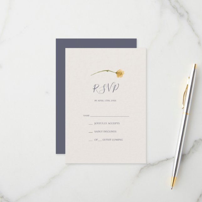 Fleur sauvage de printemps | Carte RSVP Dusty Purp (Devant/Arrière en situation)