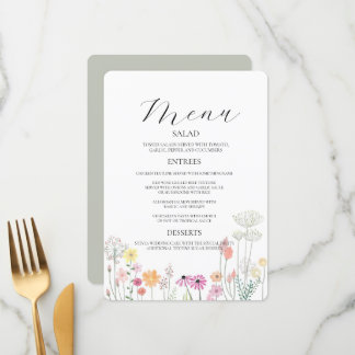 Fleur sauvage de printemps coloré Mariage Menu Inv